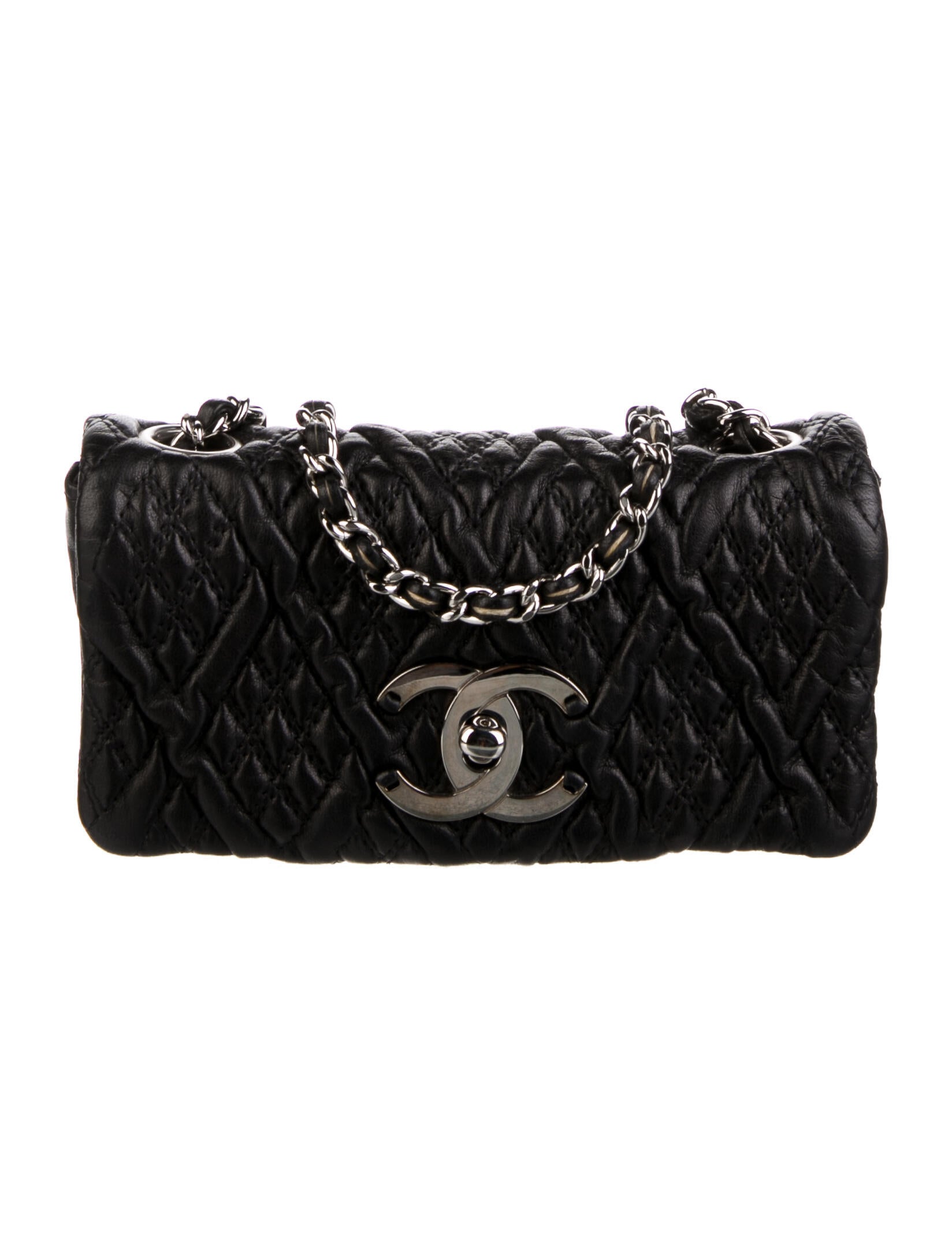 Chanel Vintage Satin Classic Mini Square Flap Bag Black Mini Bags