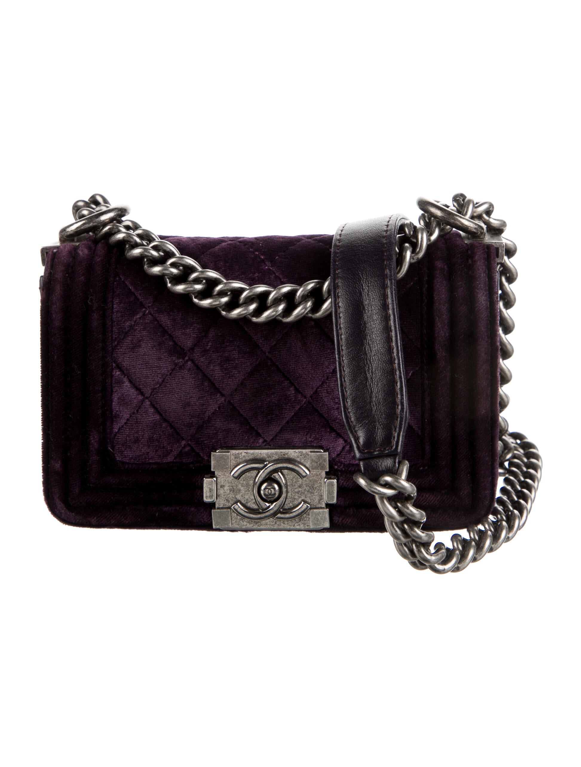 Chanel Mini Velvet Boy Bag Purple Shoulder Bags, Handbags CHA884734