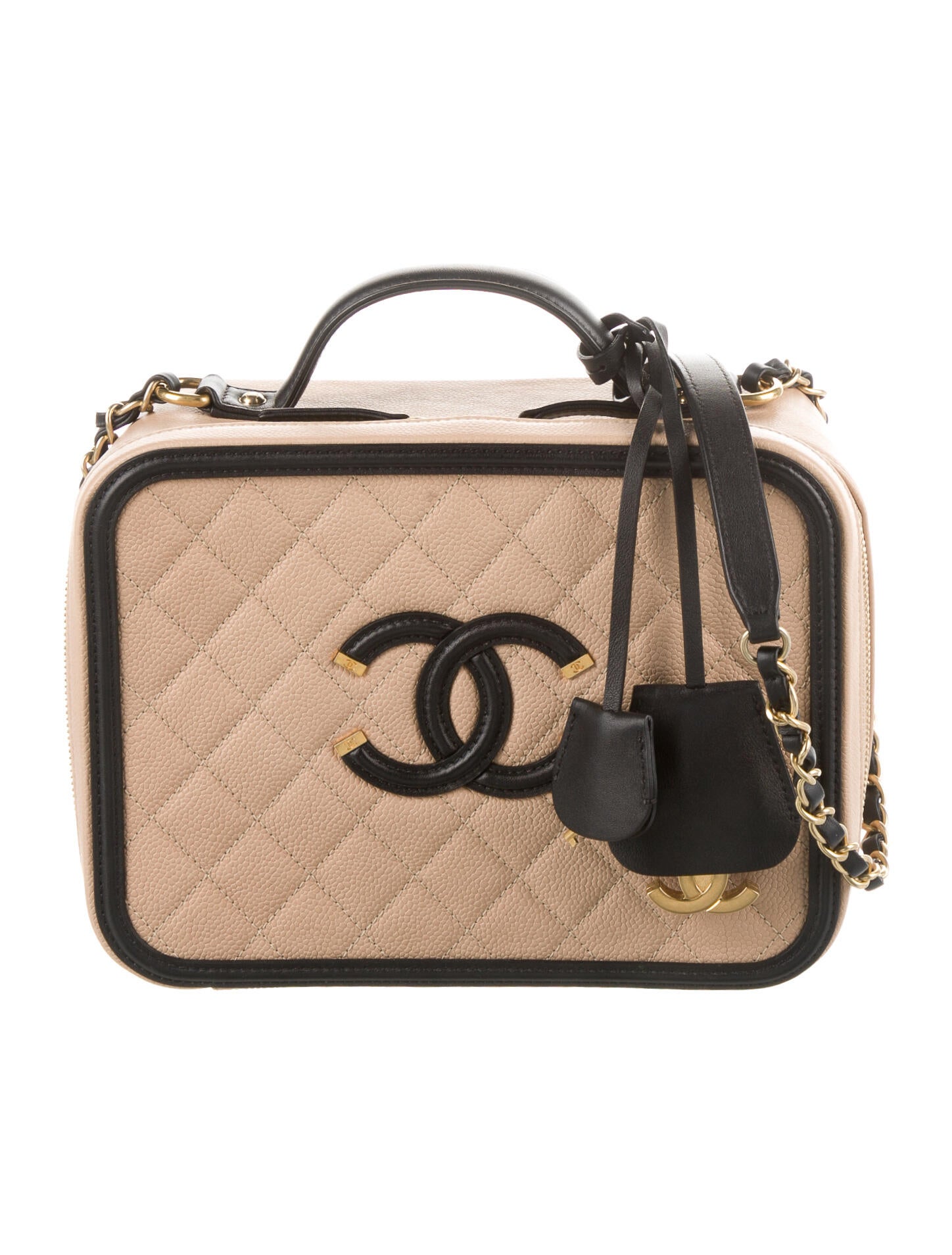 Chanel Filigree Large Vanity Bag Neutrals Handle Bags, Handbags