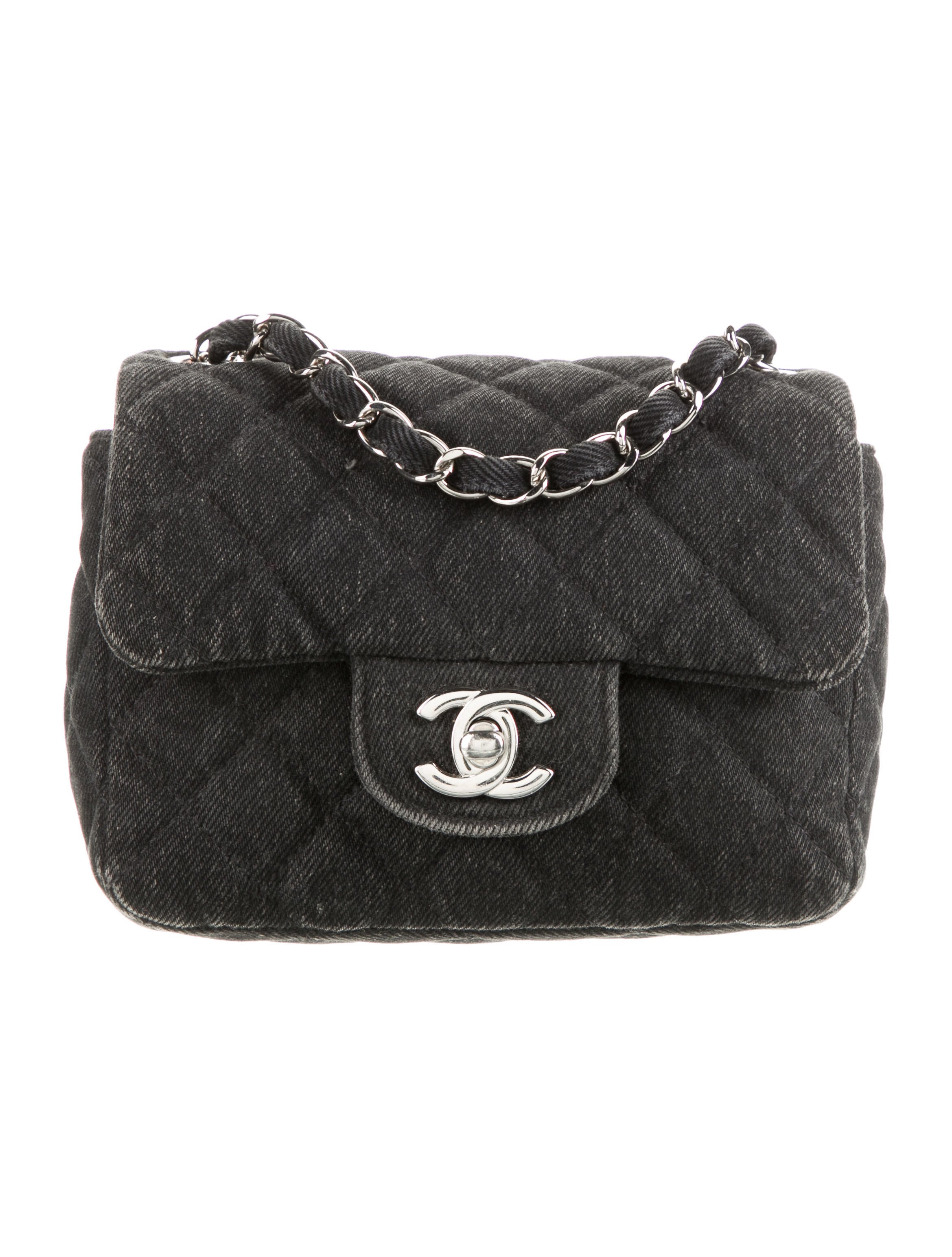 CHANEL ショルダーバッグ Chanel 2020 Denim Mini Square Flap Bag - Black Shoulder Bags