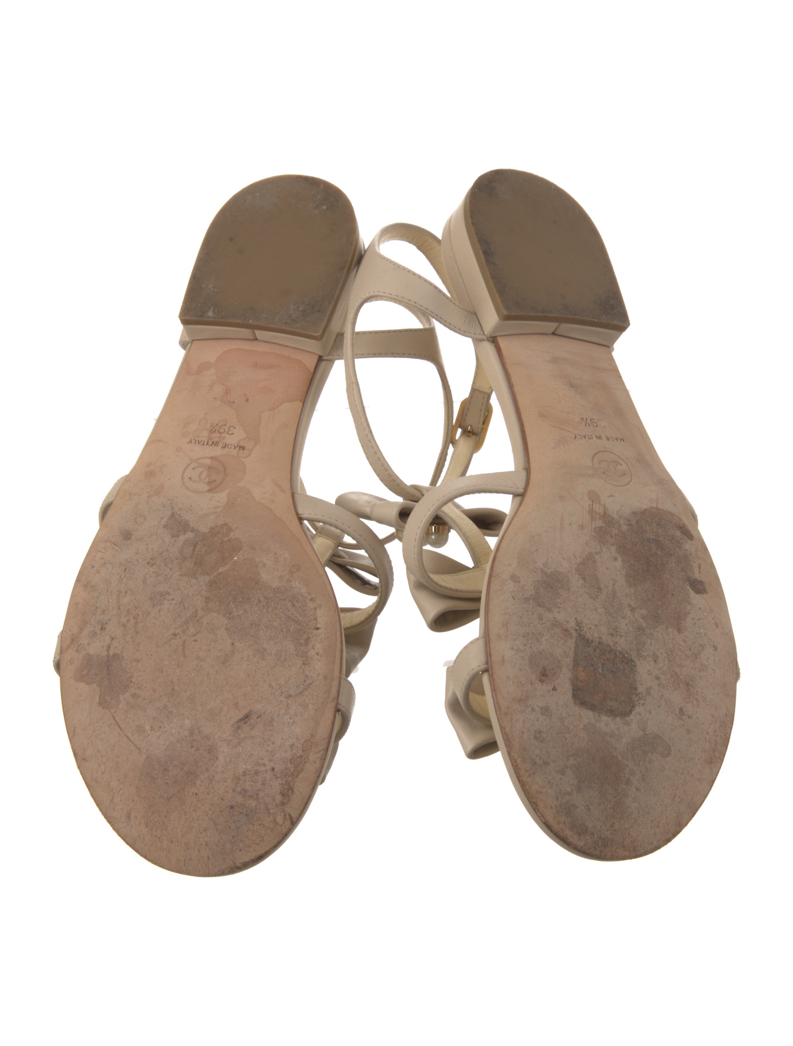 Chanel 2016 Faux Pearl Accents T-Strap Sandals