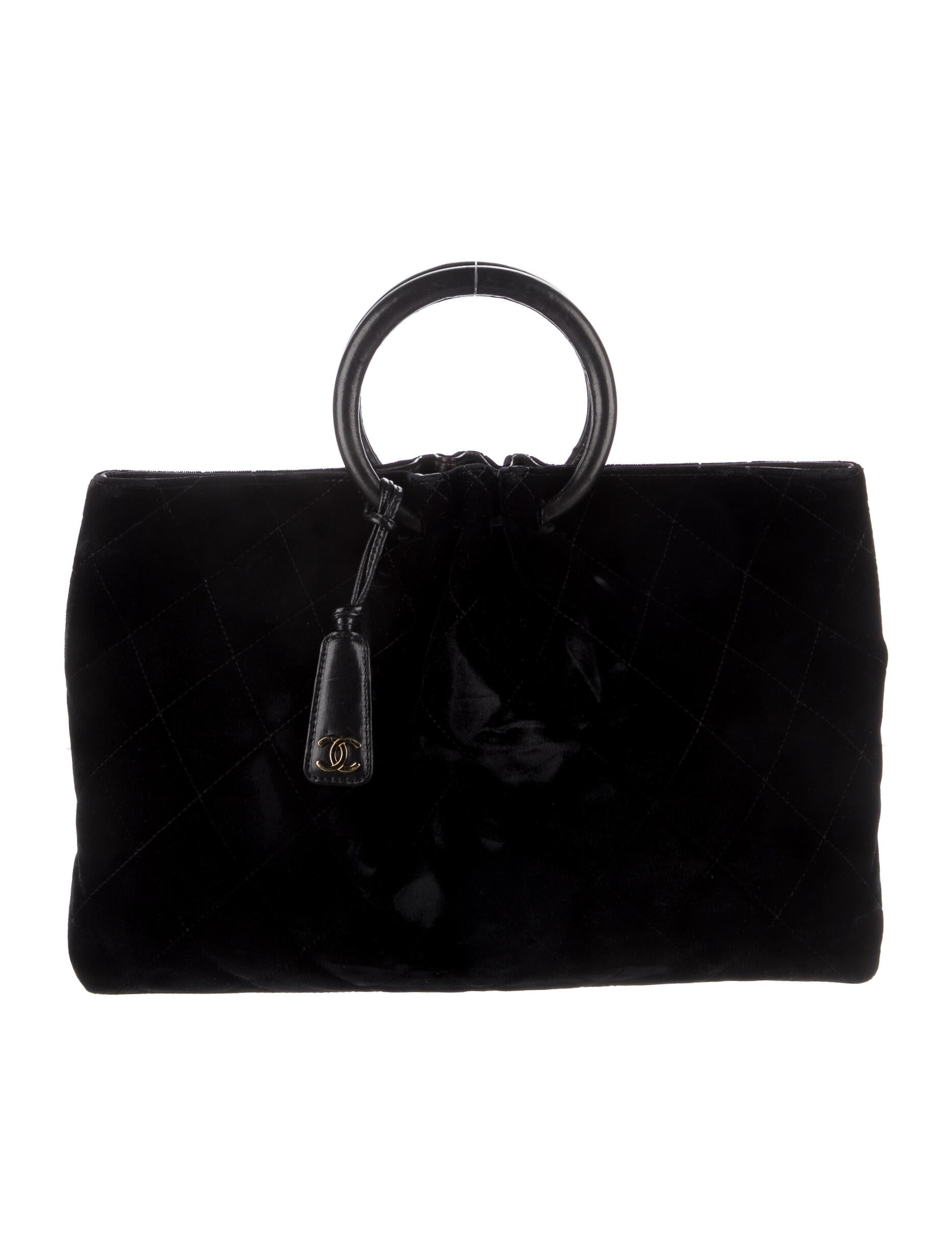 Chanel Vintage Velvet Handle Bag Black Handle Bags, Handbags
