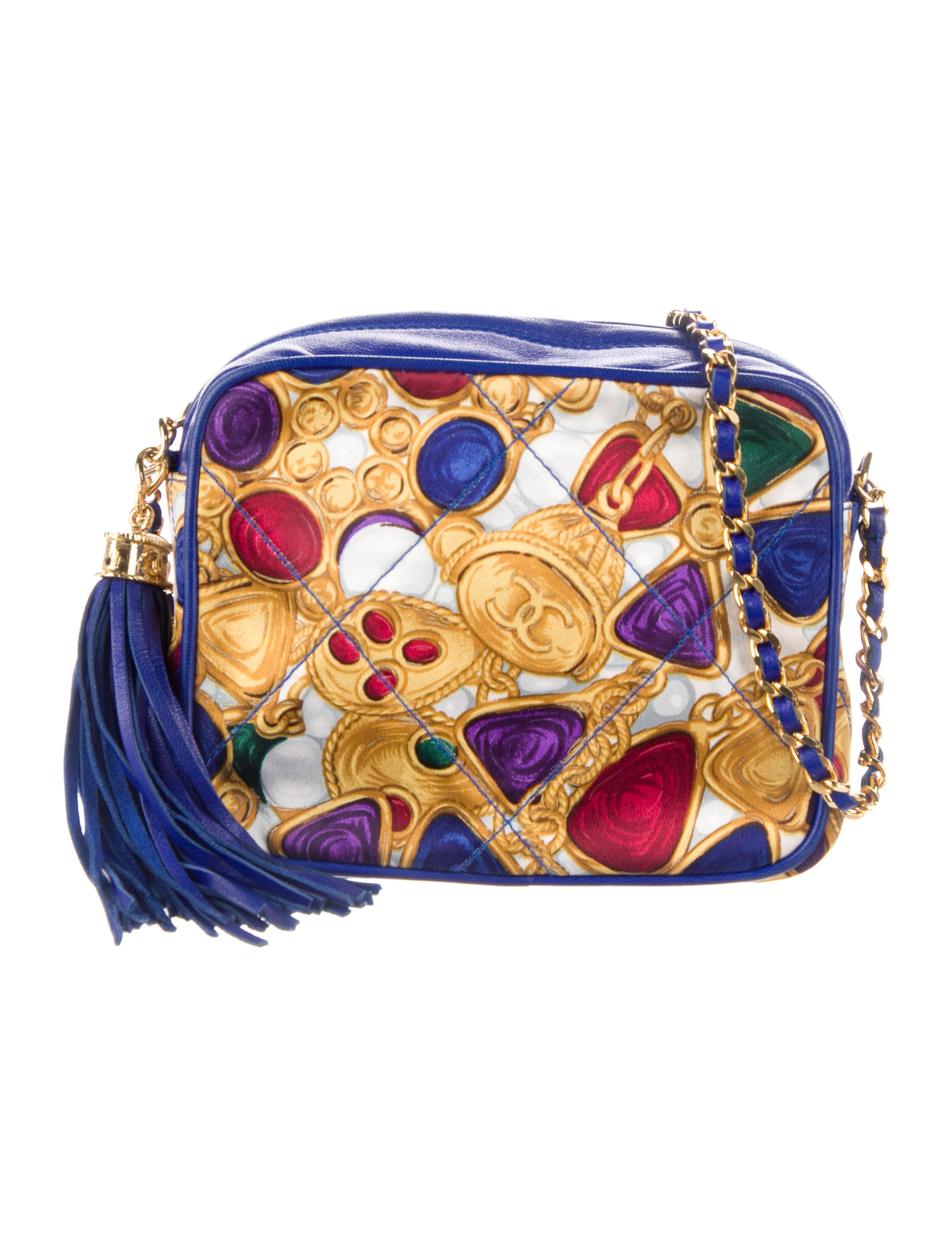 Chanel Silk Gripoix Jewel Print Bag Yellow Crossbody Bags, Handbags