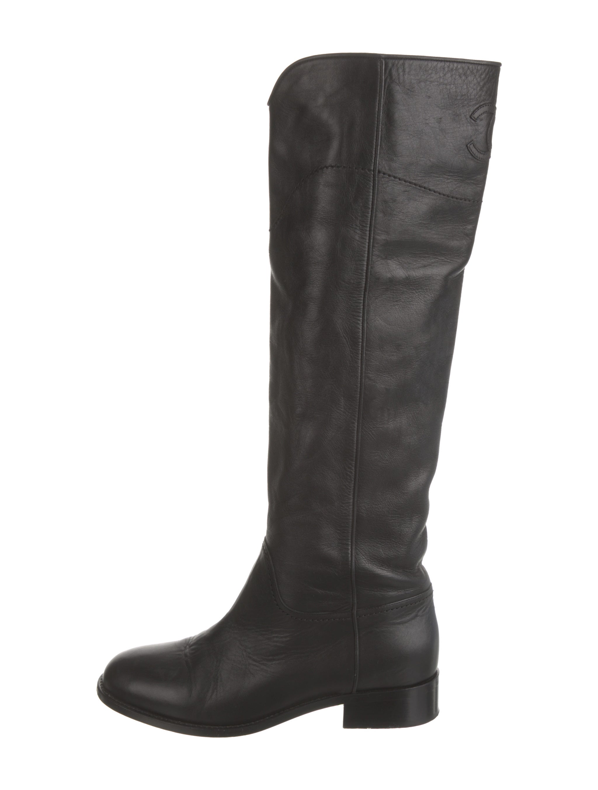 Chanel Interlocking CC Logo Calfskin Riding Boots