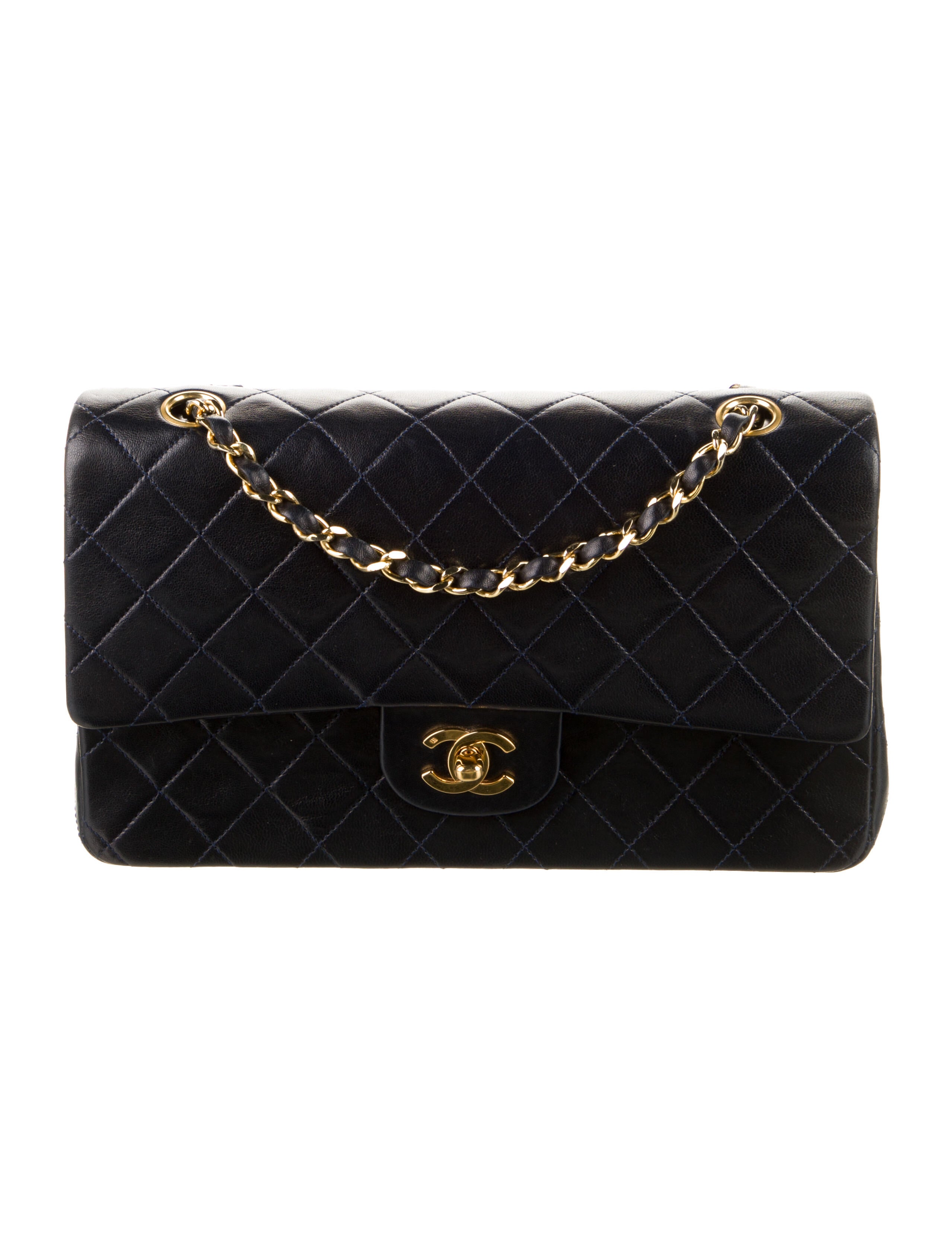 Chanel Classic Medium Double Flap Bag Blue Shoulder Bags, Handbags