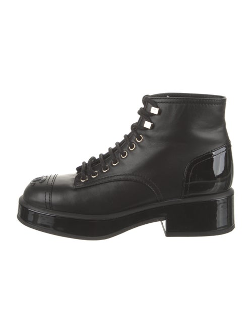 Chanel Interlocking CC Logo Leather Combat Boots