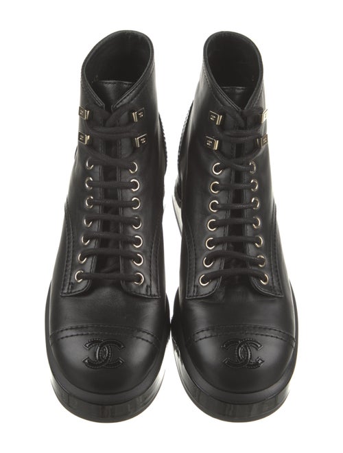 Chanel Interlocking CC Logo Leather Combat Boots