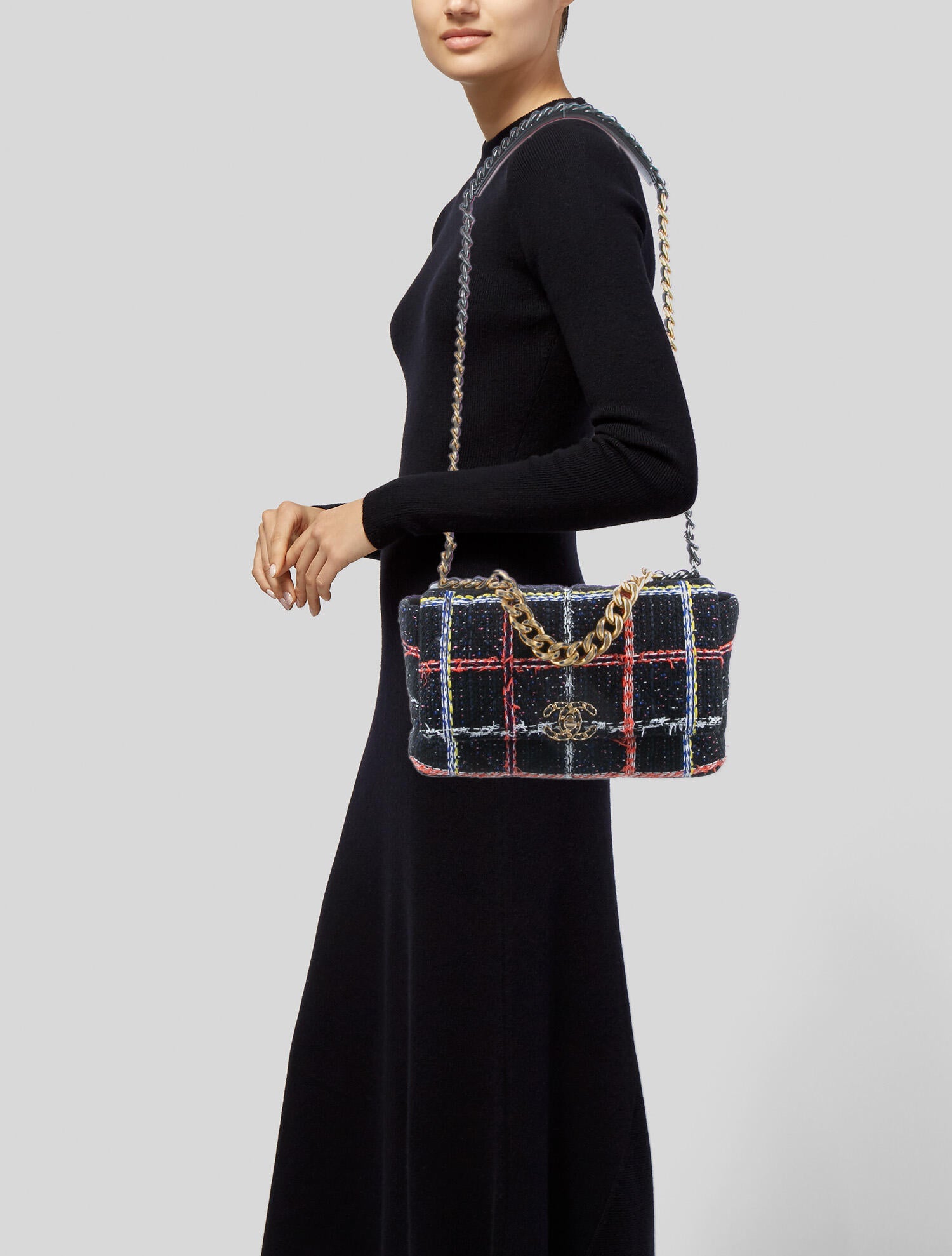 Chanel Large Tweed 19 Flap Bag Blue Shoulder Bags, Handbags