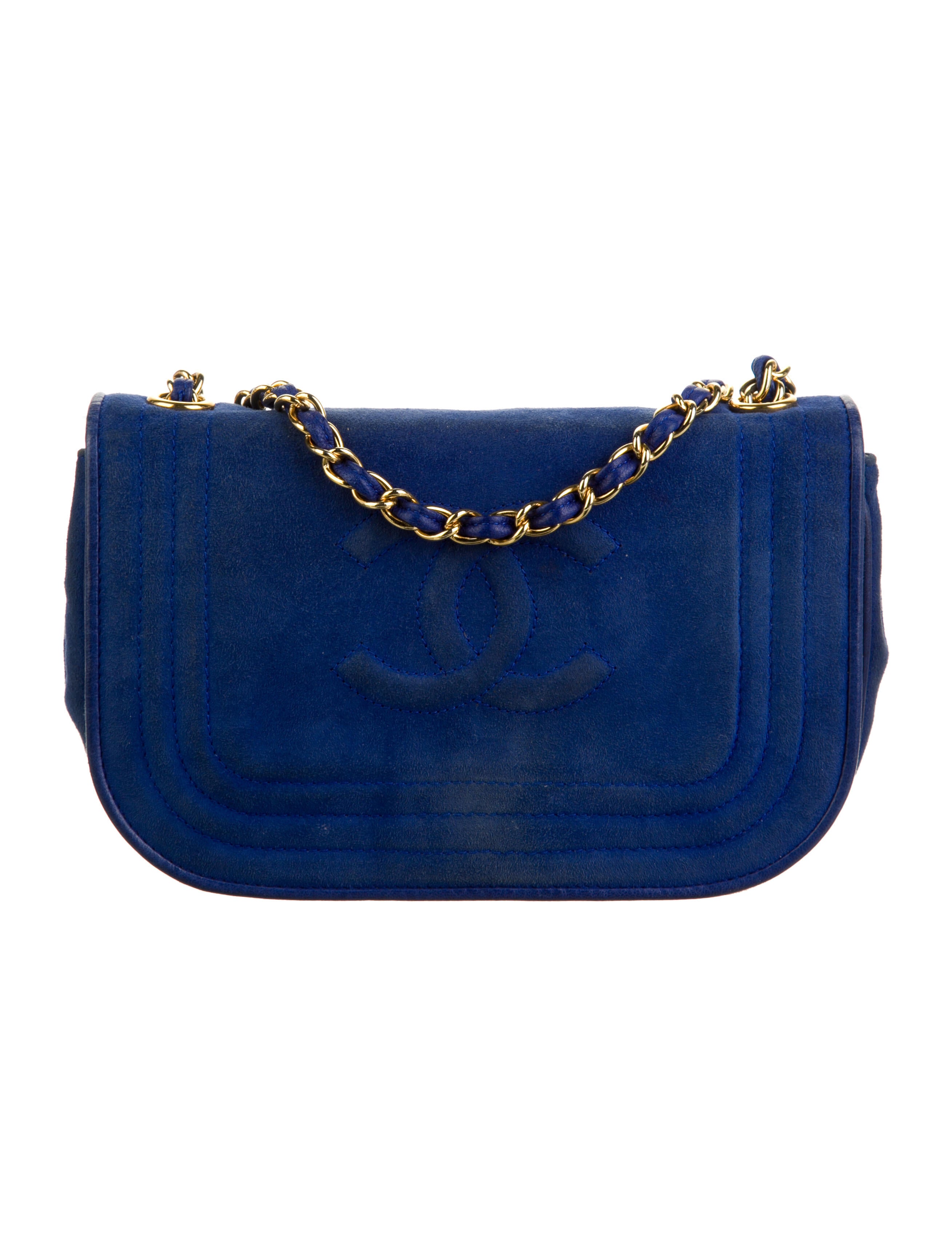 Chanel Vintage Suede Mini Flap Bag Blue Handle Bags, Handbags