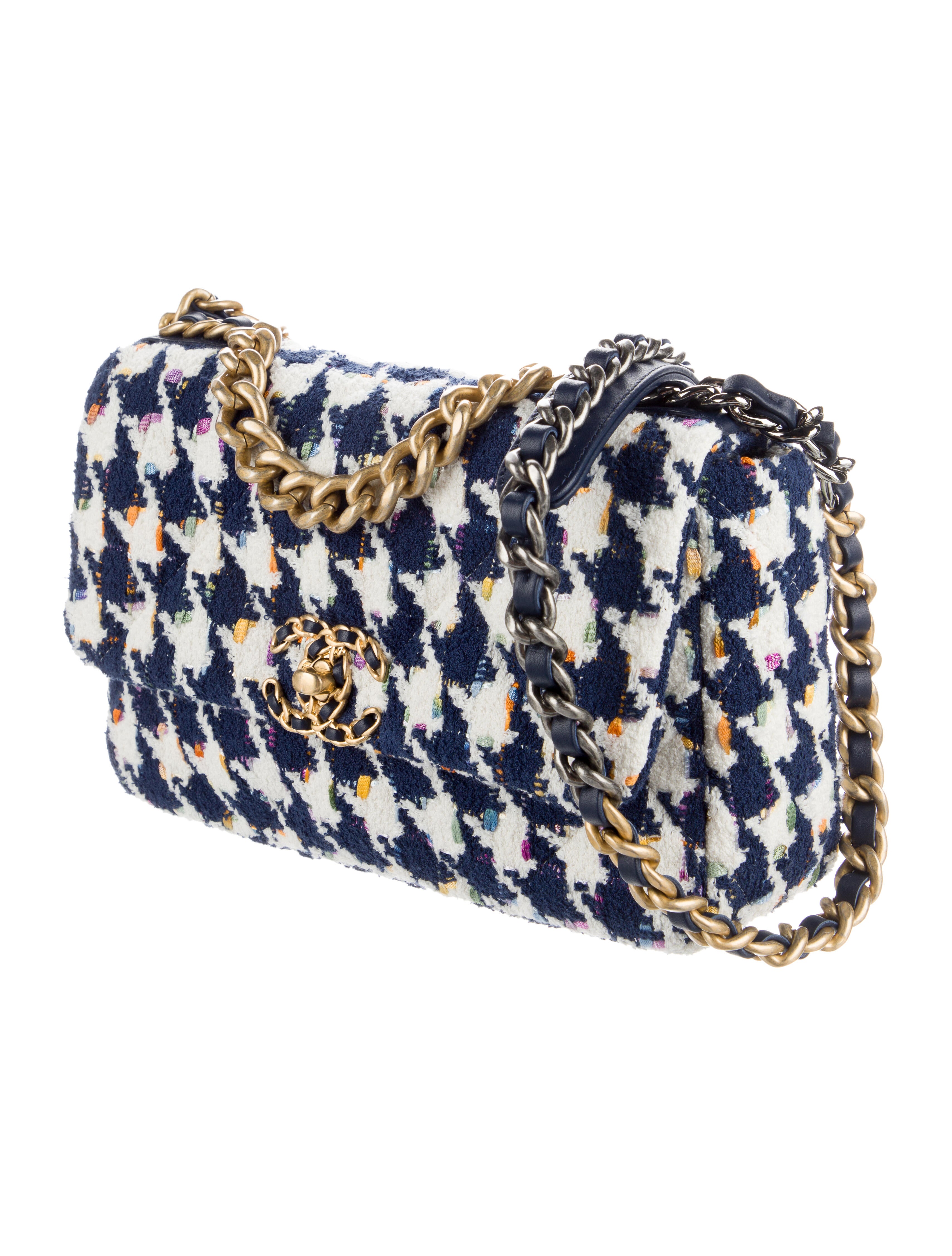 Chanel Medium Tweed 19 Flap Bag Blue Shoulder Bags, Handbags