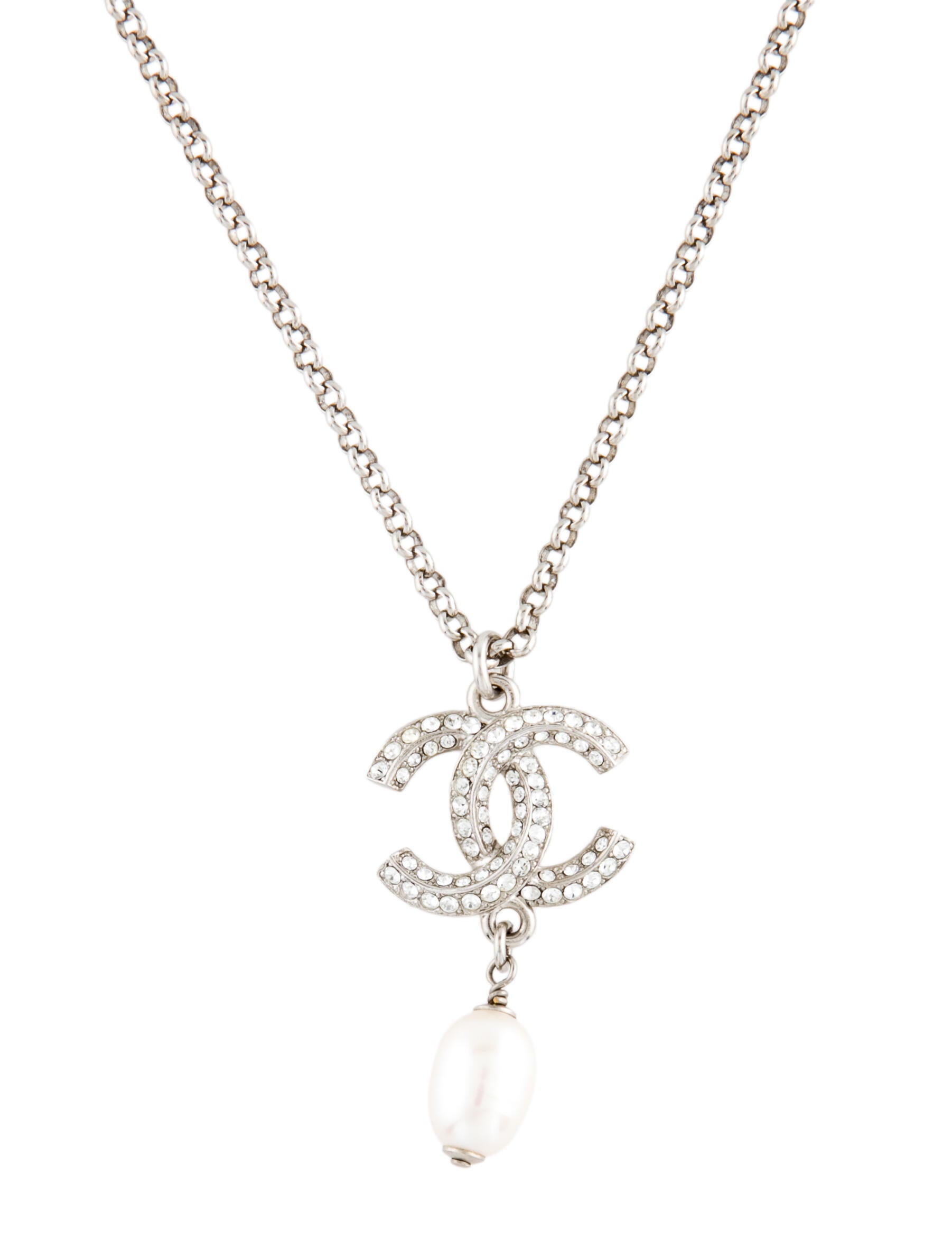 Chanel Faux Pearl CC Pendant Necklace - Gold-Tone Metal Pendant ...