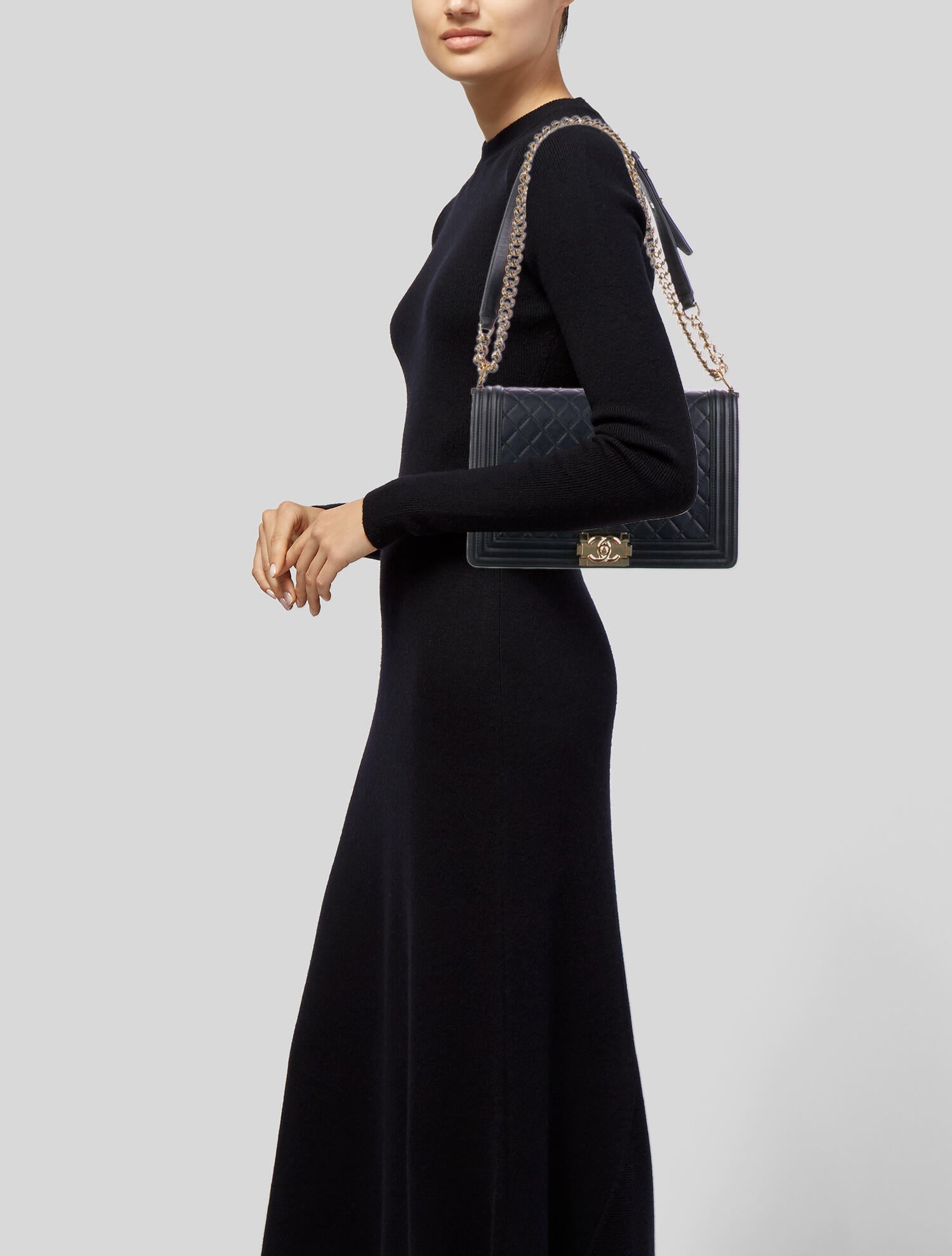 Chanel Large Duo Boy Bag Black Shoulder Bags, Handbags CHA892857