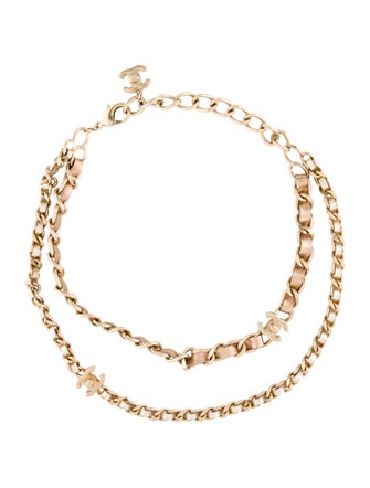 Chanel Turnlock Double Leather Chain Necklace