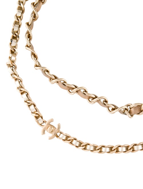 Chanel Turnlock Double Leather Chain Necklace