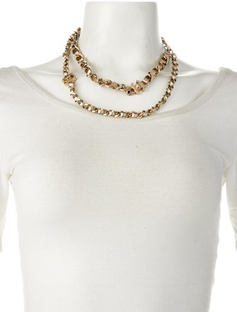 Chanel Turnlock Double Leather Chain Necklace