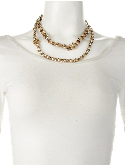 Chanel Turnlock Double Leather Chain Necklace