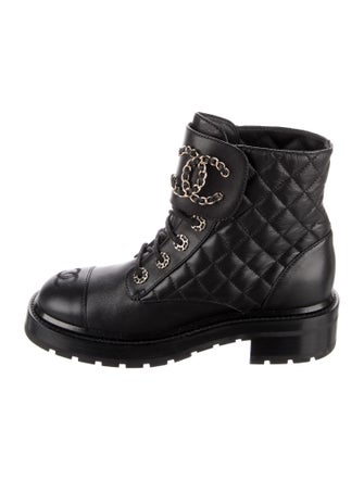 Chanel 2021 Interlocking CC Logo Combat Boots