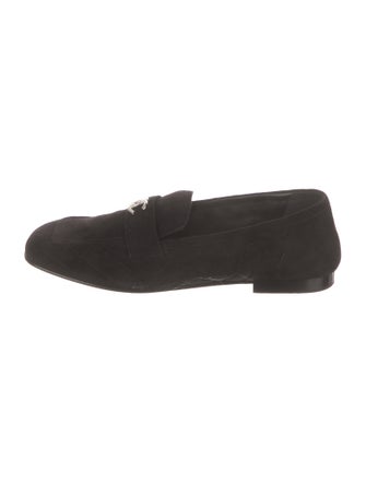 Chanel Interlocking CC Logo Suede Loafers