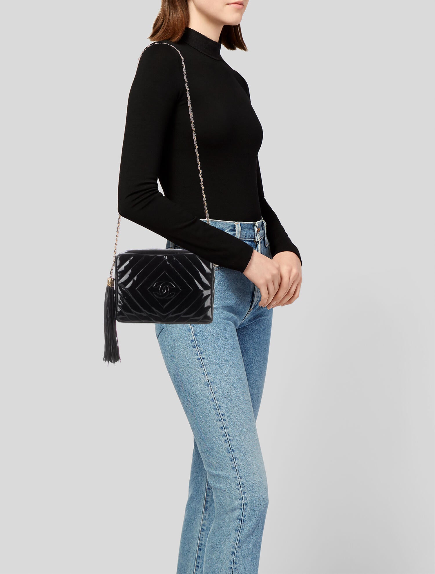 Chanel Diamond Quilted Camera Bag Black Crossbody Bags, Handbags CHA904201 The RealReal