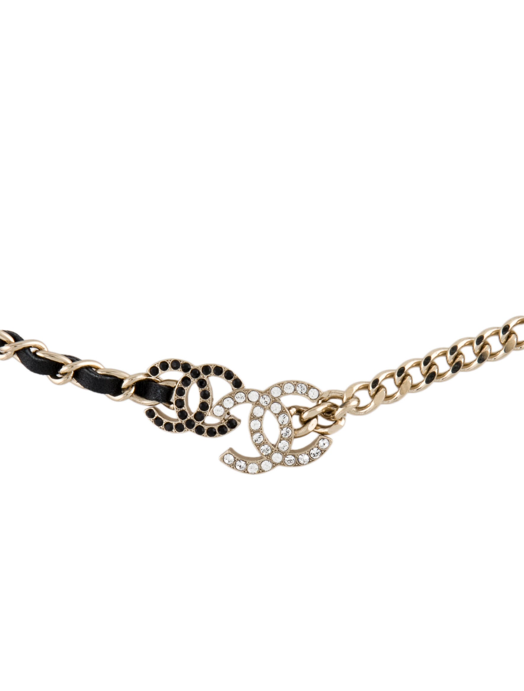 Chanel 2022 Strass & Leather CC Choker Necklace