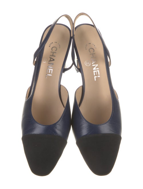 Chanel Interlocking CC Logo Leather Slingback Pumps