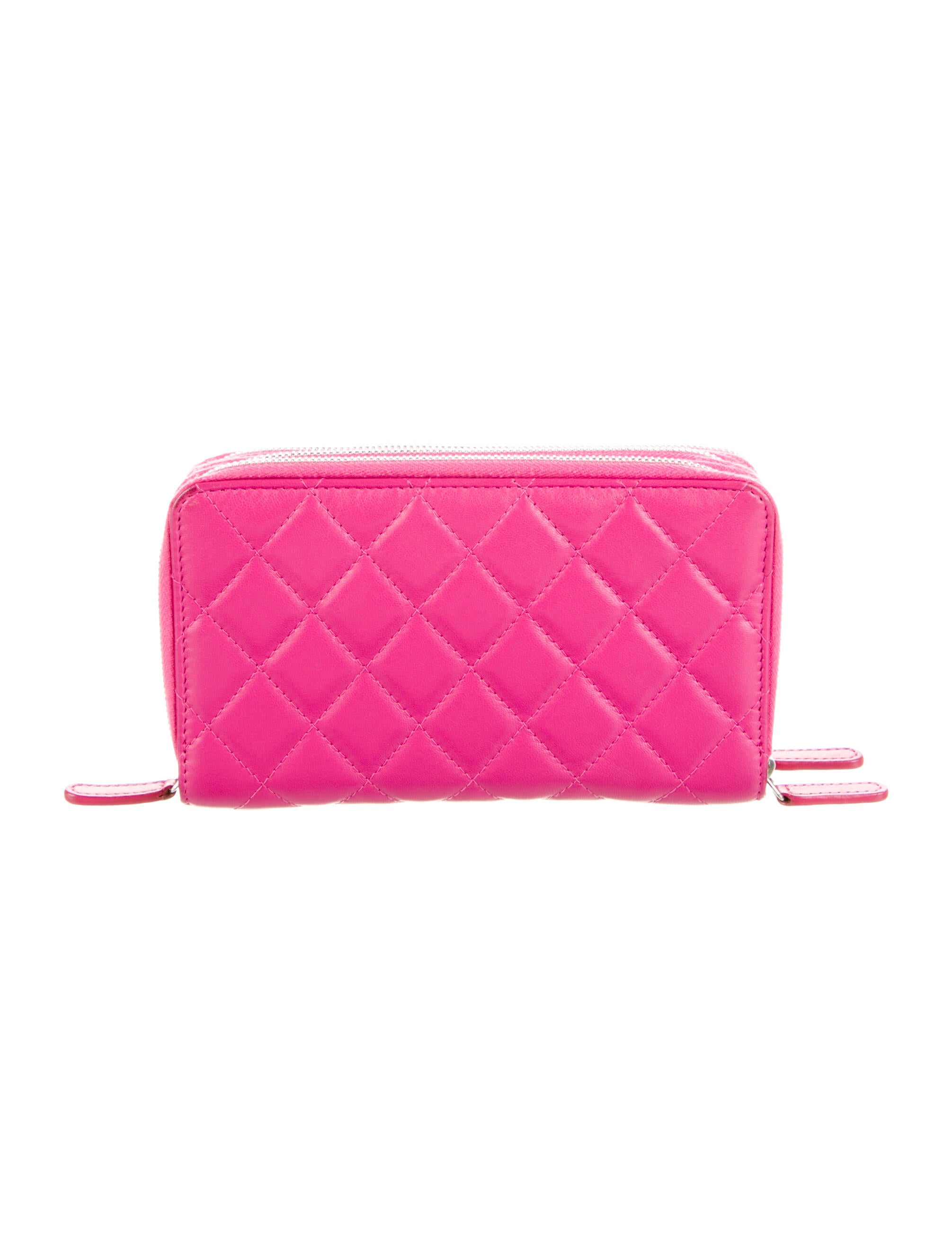 Chanel Triple Zip Interlocking CC Logo Continental Wallet Pink Wallets, Accessories