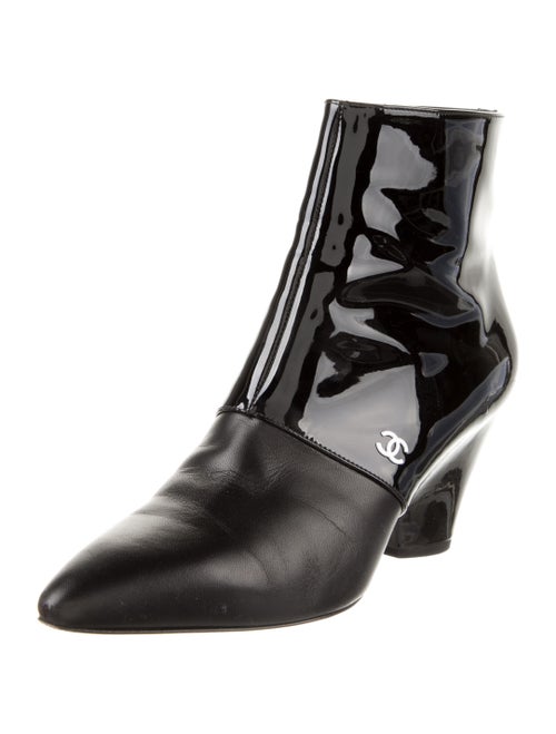 Chanel Interlocking CC Logo Patent Leather Boots