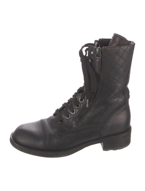 Chanel Interlocking CC Logo Leather Combat Boots