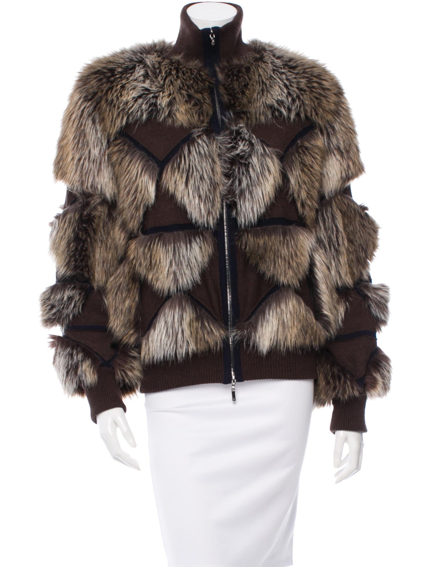 Chanel Faux Fur Mock Neck Jacket Clothing CHA91714 The RealReal