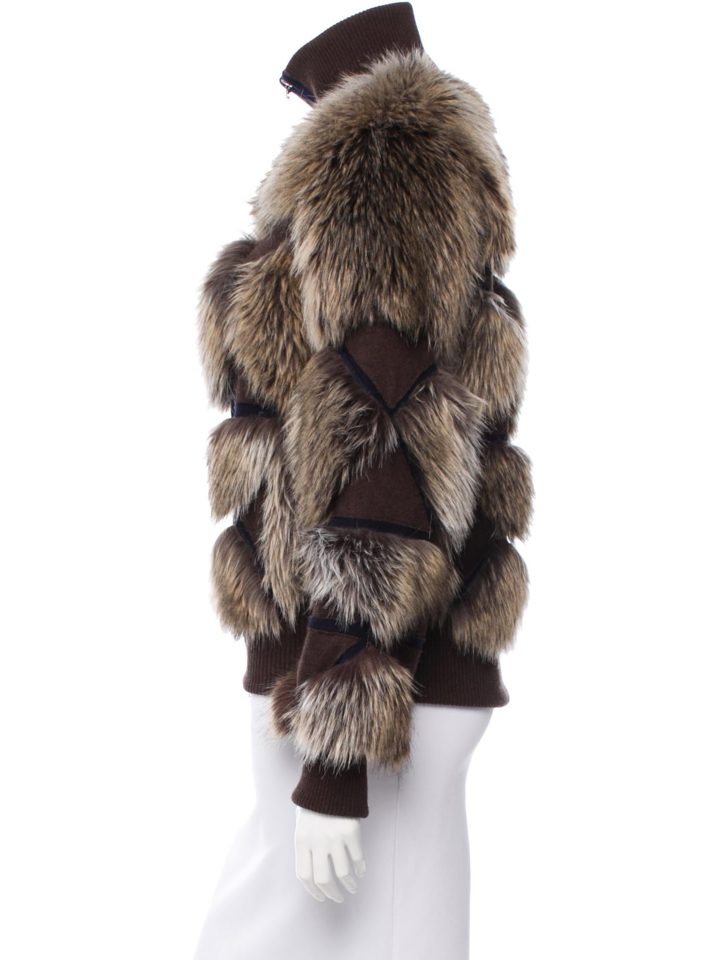 Chanel Faux Fur Mock Neck Jacket Clothing CHA91714 The RealReal