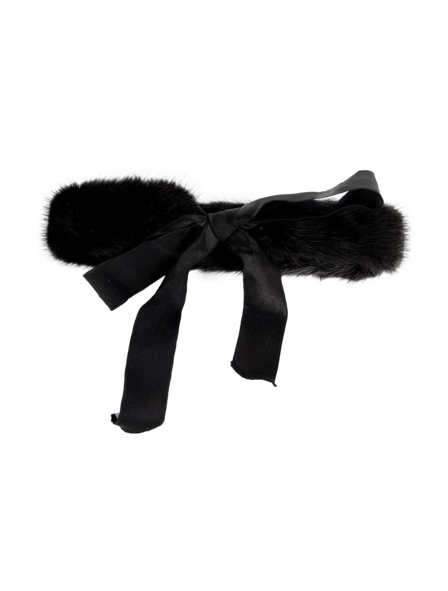 Chanel MinkTrimmed Hair Ribbon Black Hair Accessories, Accessories