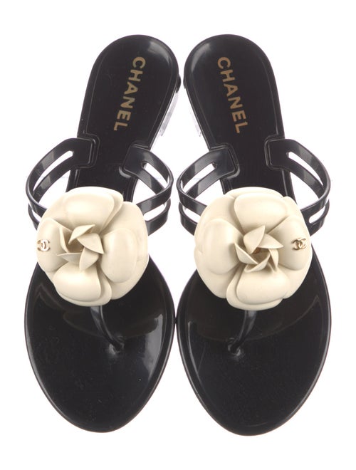 Chanel Camellia Accent Rubber Slides