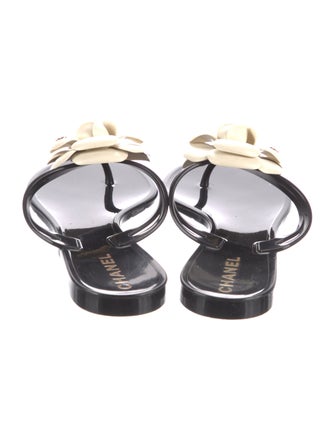 Chanel Camellia Accent Rubber Slides