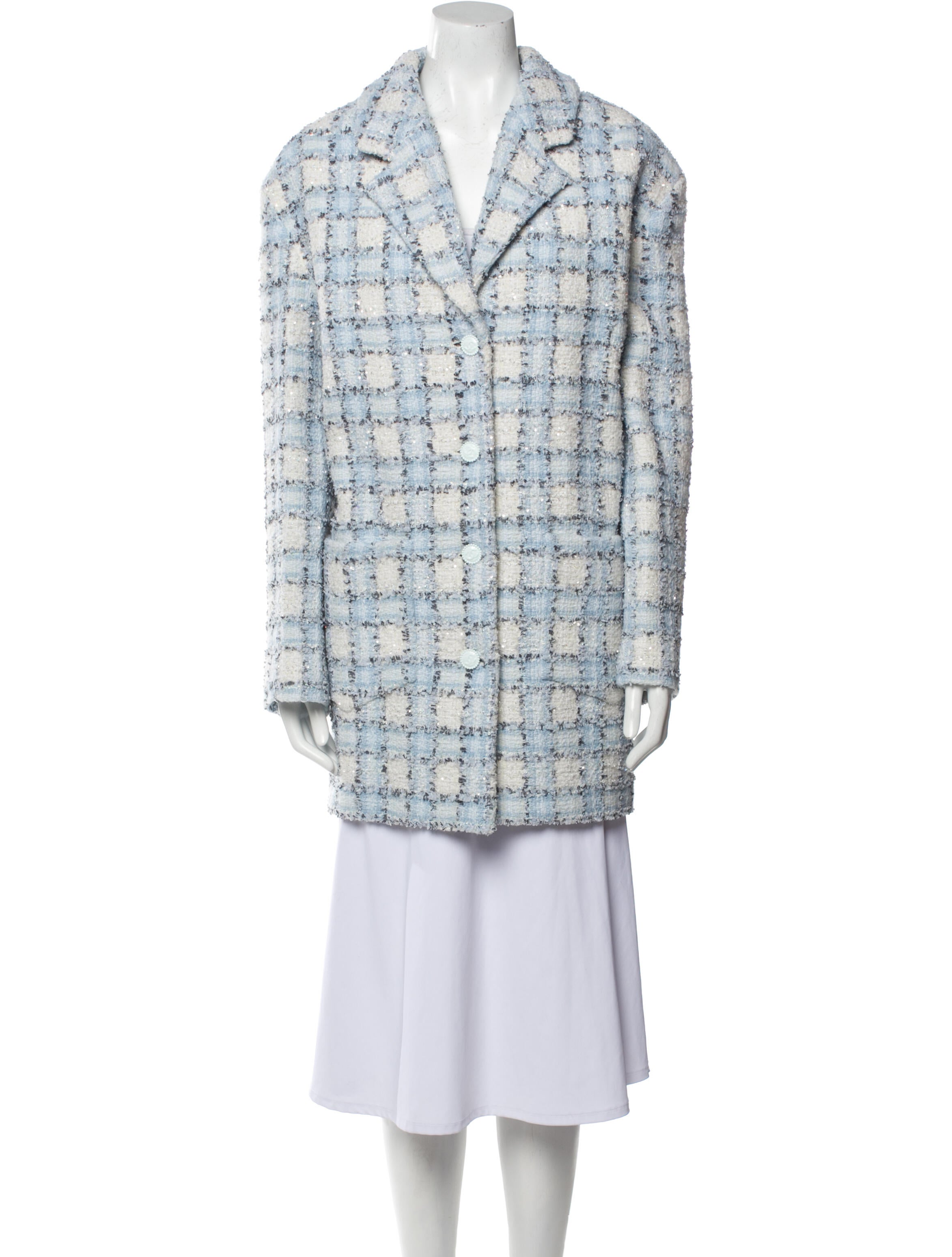 Chanel 2022 Plaid Print Faux Fur Coat