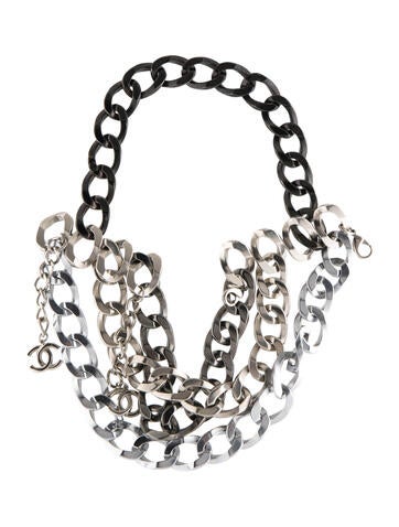 Chanel Collar Four Strand Curb Chain CC Necklace