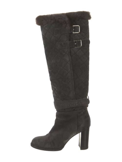 Chanel Quilted Pattern Suede Boots