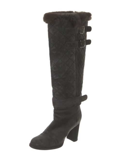 Chanel Quilted Pattern Suede Boots