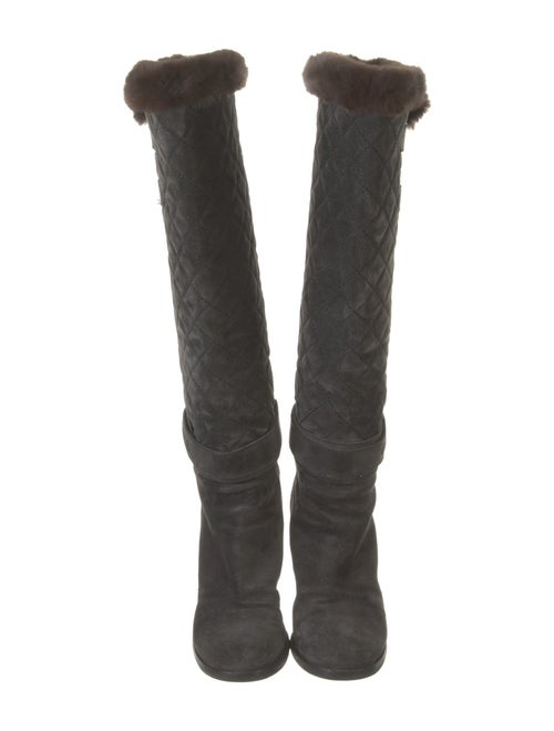 Chanel Quilted Pattern Suede Boots