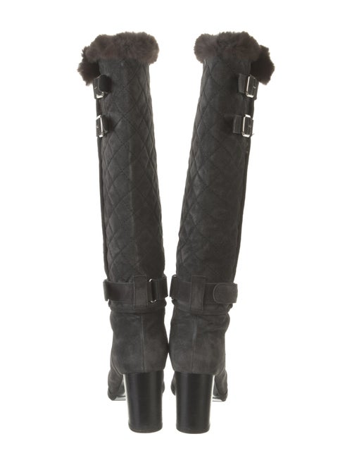 Chanel Quilted Pattern Suede Boots