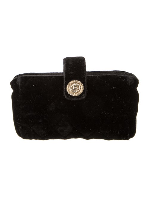 Chanel Interlocking CC Logo Velvet Pouch