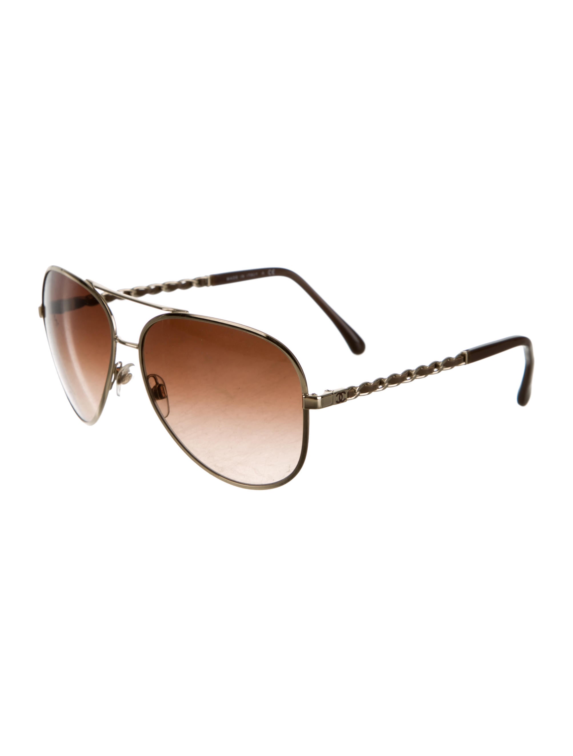 Chanel ChainLink Aviator Sunglasses Brown Sunglasses, Accessories