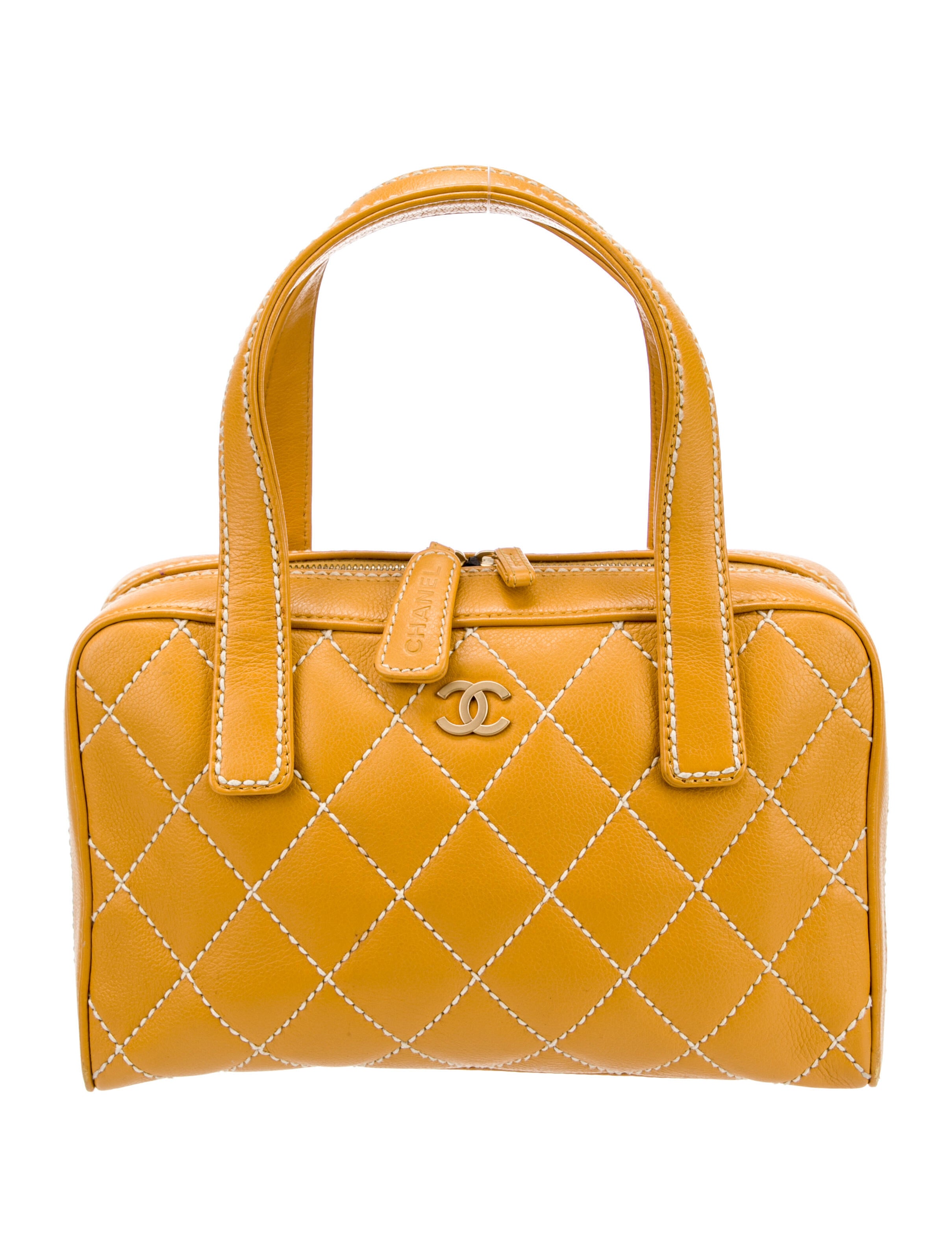 Chanel Surpique Bowler Bag Yellow Handle Bags, Handbags CHA941309