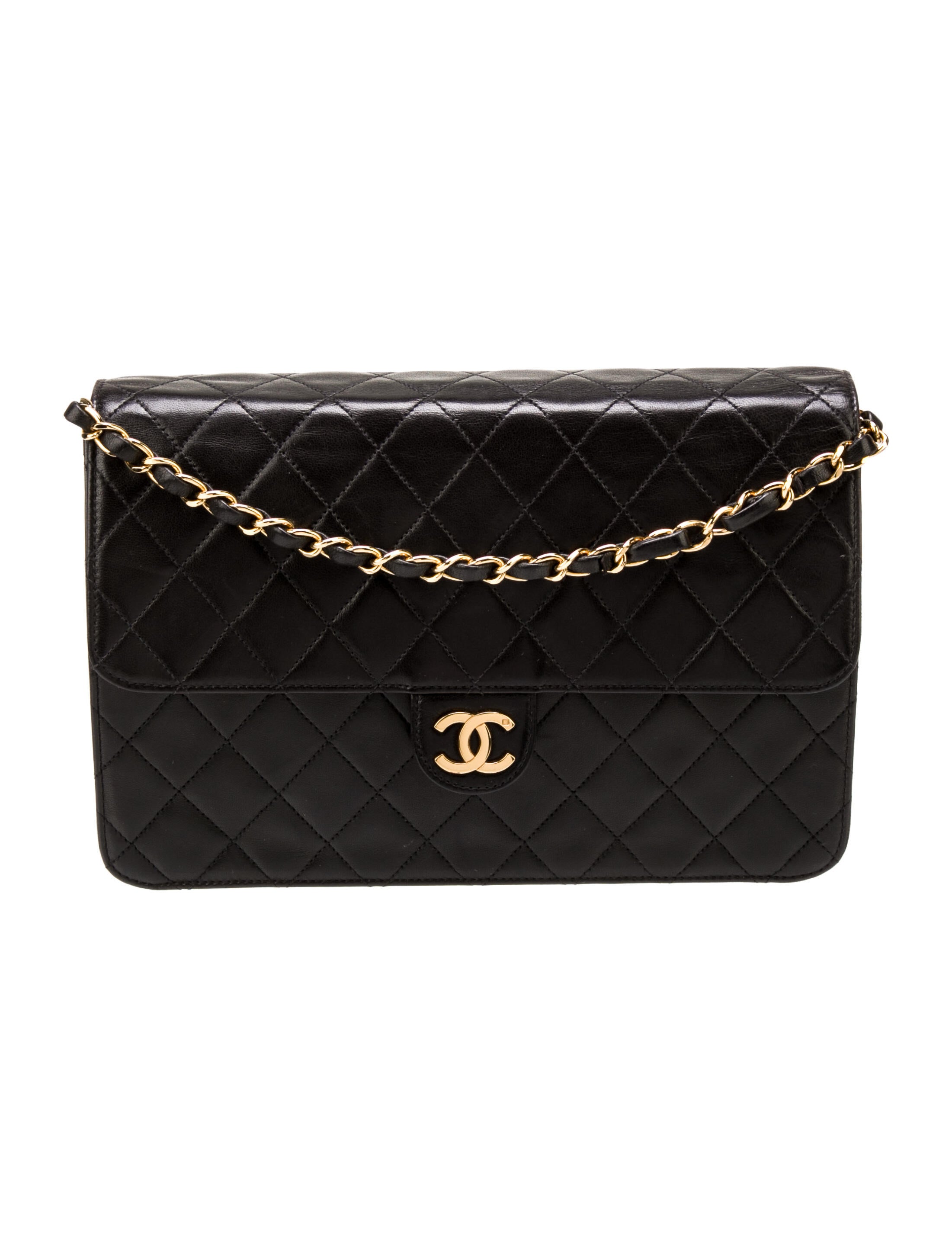 Chanel Quilted Flap Shoulder Bag Black Shoulder Bags, Handbags