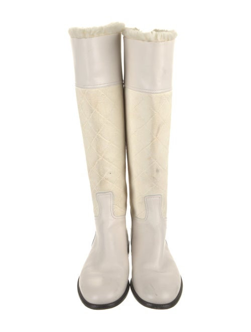 Chanel 2008 Fur-Trimmed Leather Boots Riding Boots