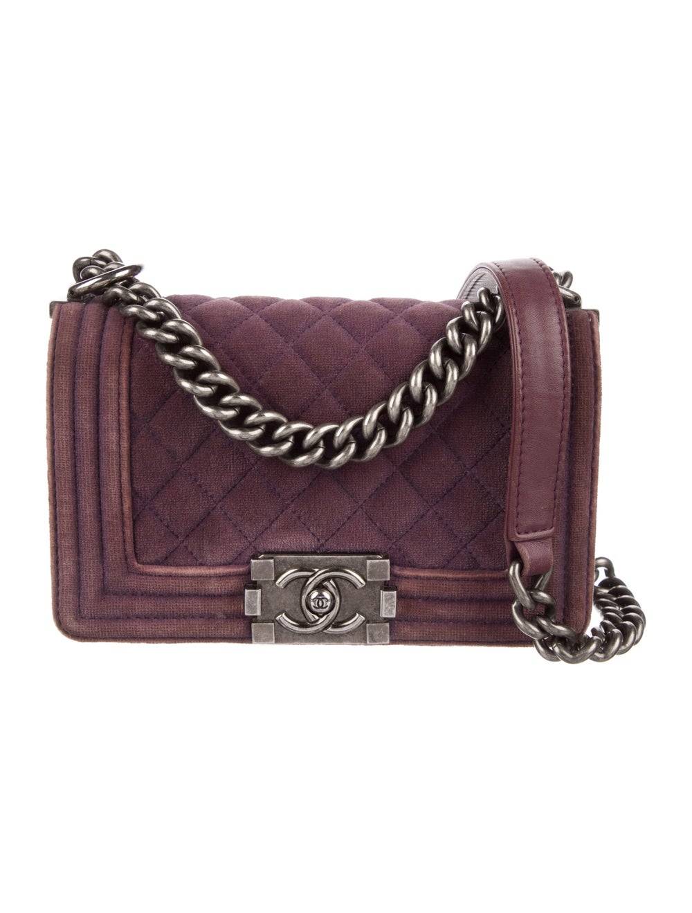 Chanel Small Velvet Boy Bag Purple Shoulder Bags, Handbags