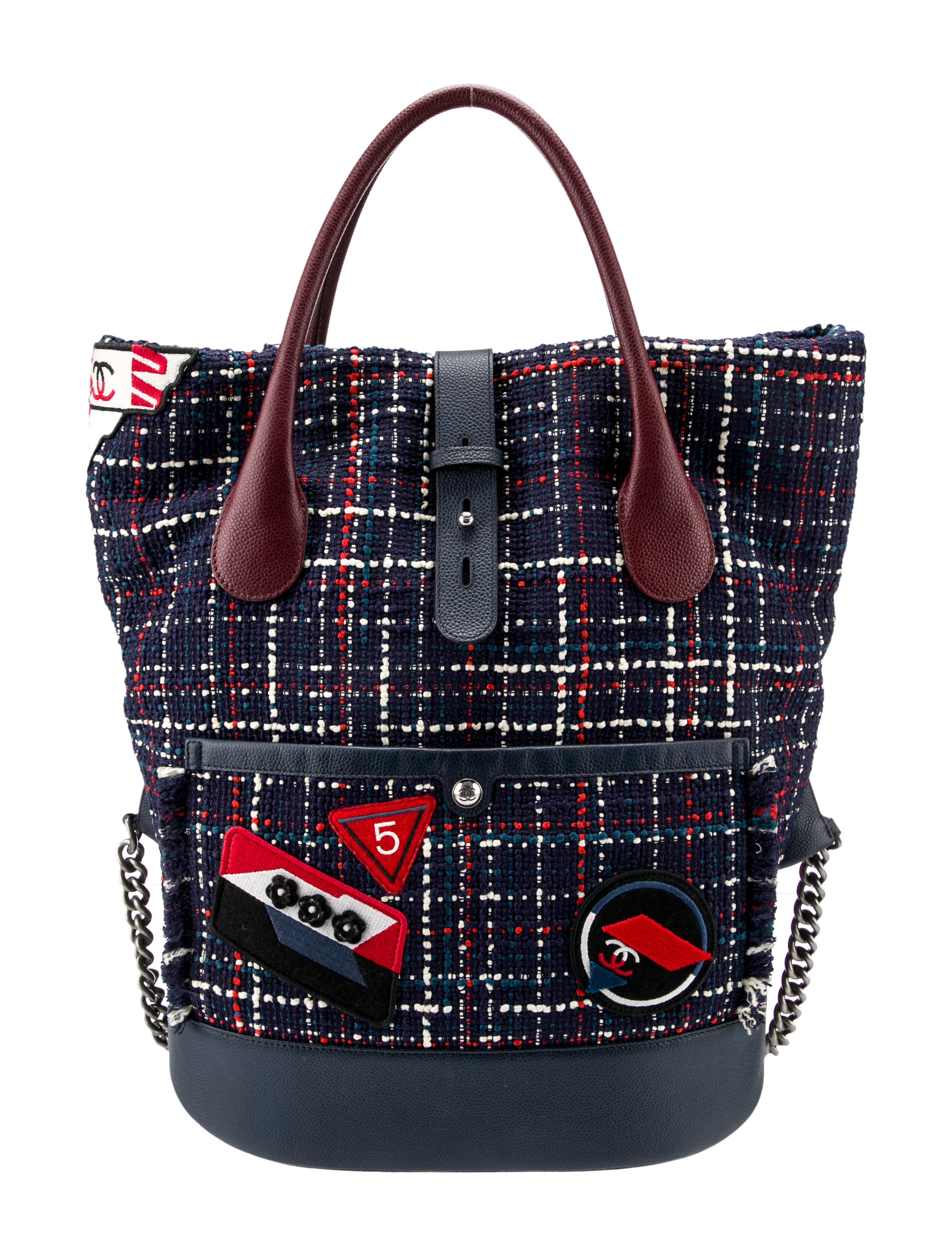 Chanel Airlines Tweed Trip Backpack Blue Backpacks, Handbags