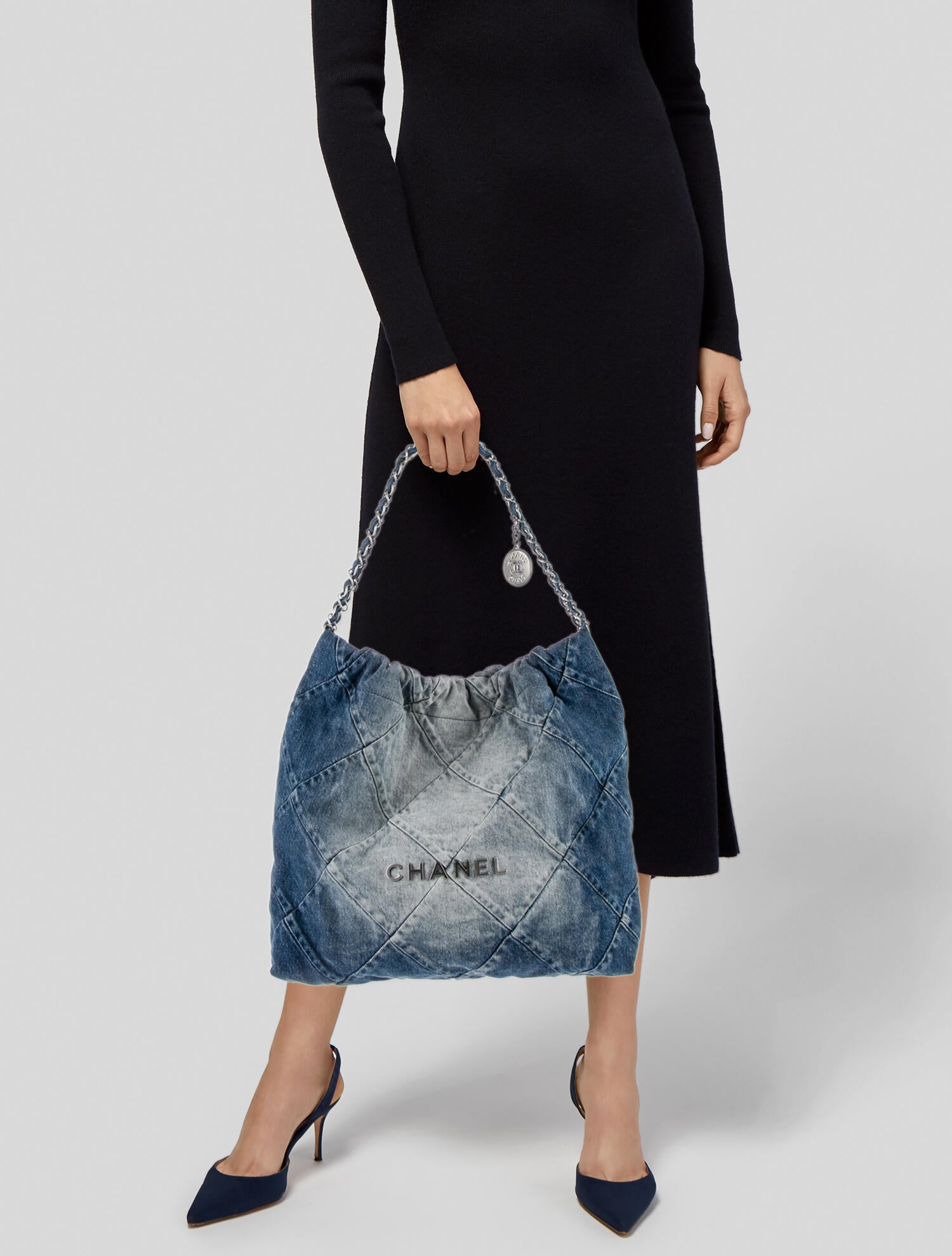 Chanel Denim 22 Hobo Blue Shoulder Bags, Handbags CHA954909 The