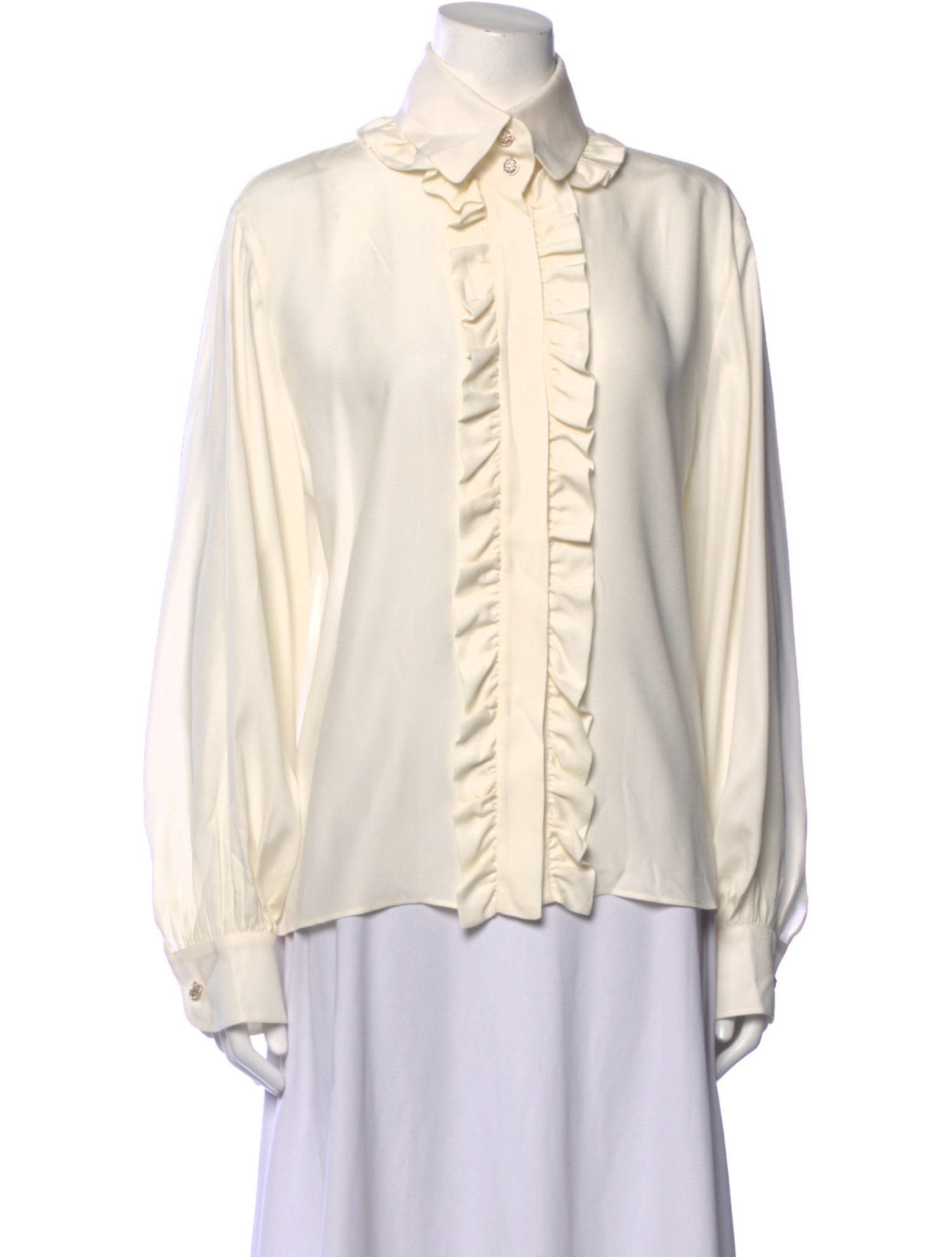 Chanel Silk Long Sleeve Button-Up Top w/ Tags