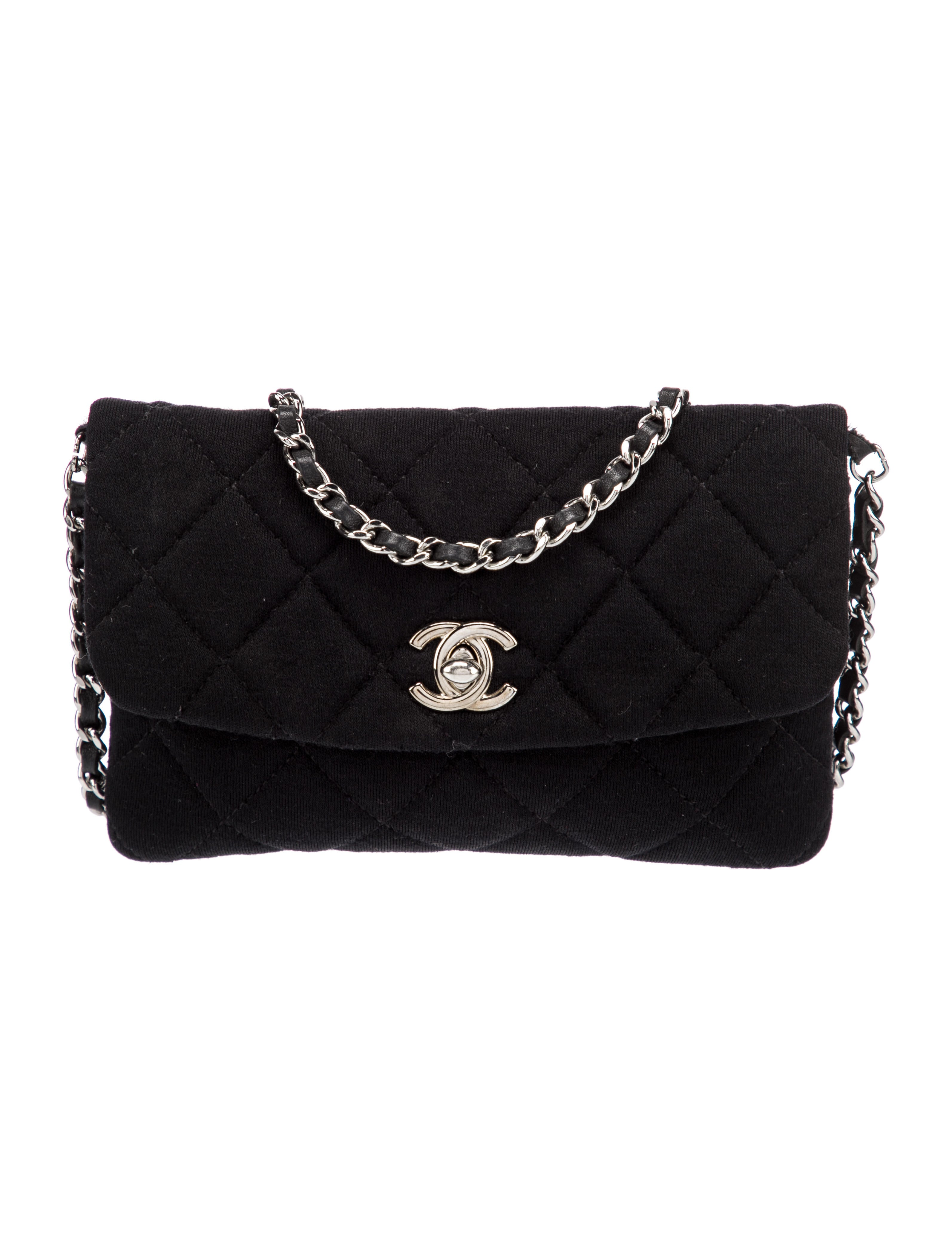 Chanel Mini Jersey Flap Bag Black Crossbody Bags, Handbags