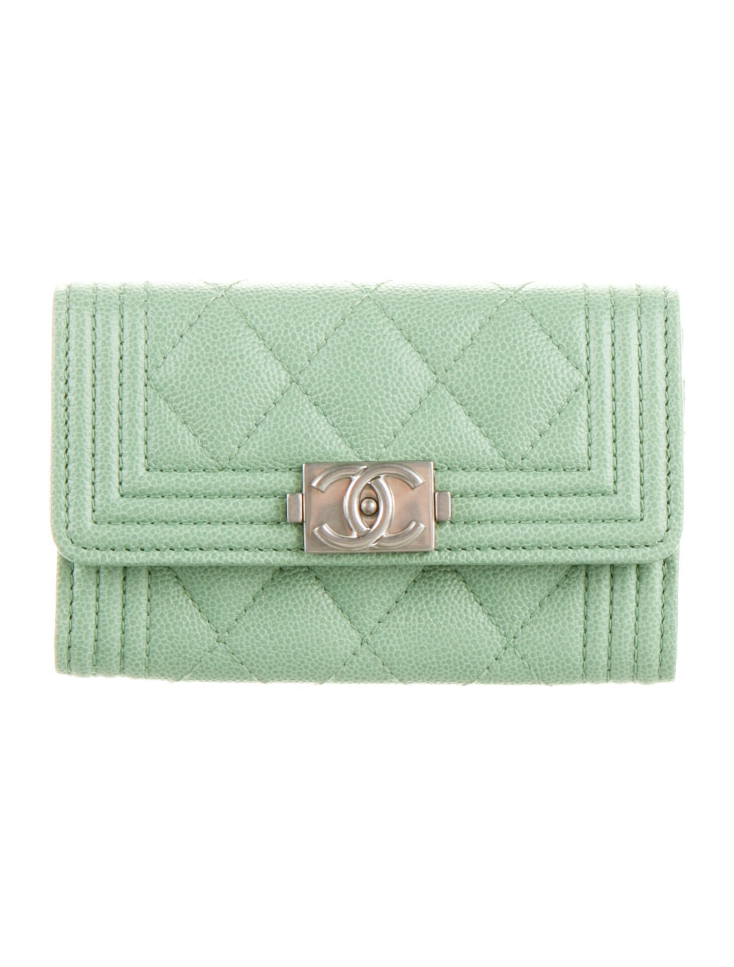 Chanel Leather Compact Wallet Green Wallets, Accessories CHA961179